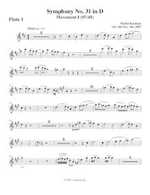 Partition flûte 1, Symphony No.31, D major, Rondeau, Michel par Michel Rondeau
