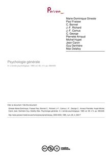 Psychologie générale - compte-rendu ; n°4 ; vol.85, pg 599-609