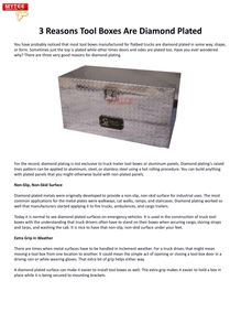 3 Reasons Tool Boxes Are Diamond Plated
