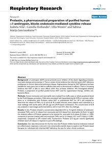 Prolastin, a pharmaceutical preparation of purified human α1-antitrypsin, blocks endotoxin-mediated cytokine release