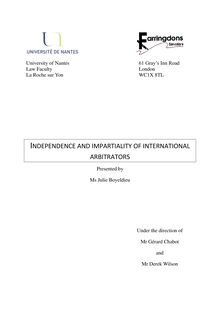 Independance and Impartiality of arbitrators