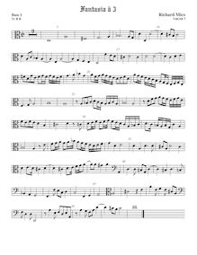 Partition Bass1 viole de gambe, fantaisies pour 3 violes de gambe par Richard Mico