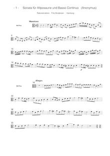 Partition Trombone partition alto, Sonata trombone solo e basso