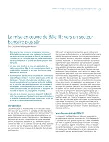 La mise en oeuvre de Bâle III : vers un secteur bancaire plus sûr