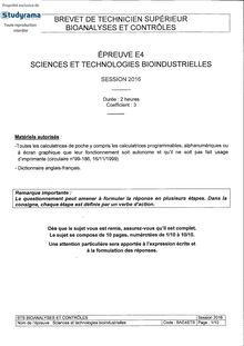 BTS2016-Sujet-Sciences et technologies bioindustrielles