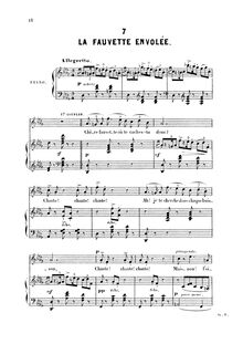 Partition , La fauvette envolée, Vier chansons, Abt, Franz