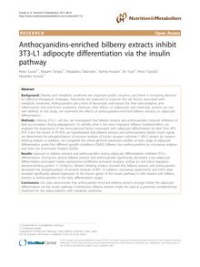 Anthocyanidins-enriched bilberry extracts inhibit 3T3-L1 adipocyte differentiation via the insulin pathway