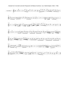 Partition Cornet 1, Sonata en A, A major, Speer, Georg Daniel