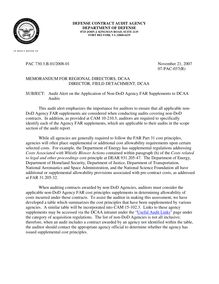 MRD 07-PAC-037(R) - Audit Alert on Application of Non-DoD Agency FAR Supplements to DCAA Audits
