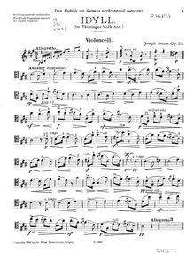 Partition de violoncelle, Idyll, Op.26, Idyll Im Thüringer Volkston, Op.26