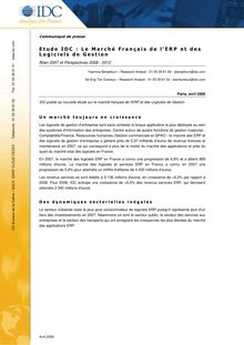 Etude ERP et Logiciels de Gestion 2008 Communiqué de press…