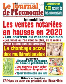 Journal de l’Economie n°610 - du Lundi 1er au Dimanche 07 Mars 2021