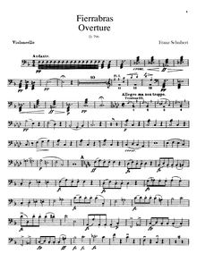 Partition violoncelles, Fierrabras D.796, Schubert, Franz
