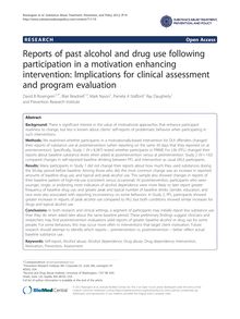 Reports of past alcohol and drug use following participation in a motivation enhancing intervention: Implications for clinical assessment and program evaluation