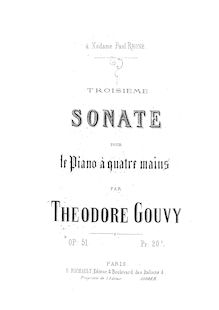 Partition complète, Sonate No.3, Op.51, Troisieme Sonate pour le Piano a quatre mains
