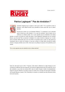 Patrice Lagisquet " Pas de révolution !"