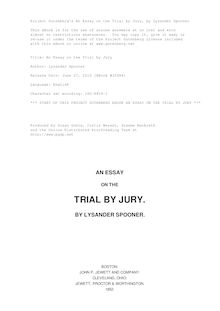 An Essay on the Trial by Jury