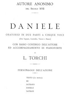 Partition complète, Daniele, Oratorio in due parti a cinque voci