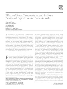 Effects of Store Characteristics and In-Store Emotional ...