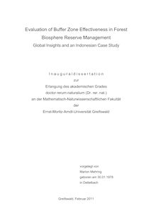 Evaluation of Buffer Zone Effectiveness in Forest Biosphere Reserve Management - Global Insights and an Indonesian Case Study [Elektronische Ressource] / Marion Mehring