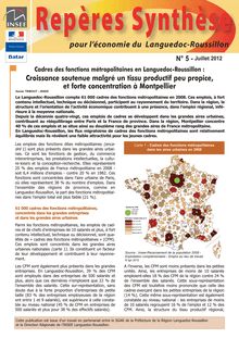 Cadres des fonctions métropolitaines en Languedoc-Roussillon :  Croissance soutenue malgré un tissu productif peu propice, et forte concentration à Montpellier