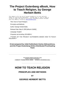 How to Teach Religion - Principles and Methods
