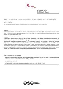 Les contrats de consommateurs et les modifications du Code civil italien - article ; n°3 ; vol.49, pg 629-655