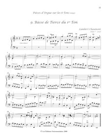 Partition , Basse de Tierce du 1er Ton, Pièces d’orgue sur les 8 tons