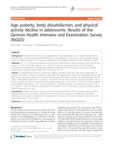 Age, puberty, body dissatisfaction, and physical activity decline in adolescents. Results of the German Health Interview and Examination Survey (KiGGS)