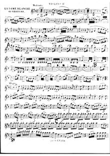 Partition violons I, La dame blanche, Opéra-comique en trois actes par François Adrien Boieldieu