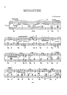 Partition complète, Miniature, C major, Glazunov, Aleksandr