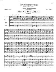 Partition complète, Frühlingsgesang, D.709, Schubert, Franz