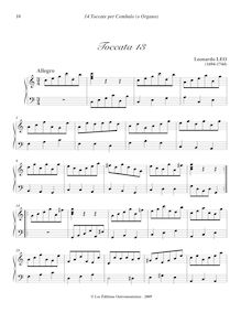 Partition Toccata 13 (C major), 14 Toccate, D major, Leo, Leonardo