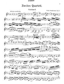 Partition violon 1, corde quatuor No.2, Op.14, Stenhammar, Wilhelm