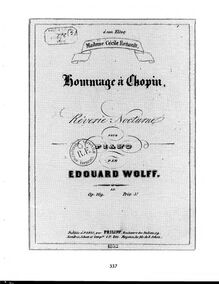Partition complète, Homage à Chopin: rêverie-nocturne, Op.169, Wolff, Édouard