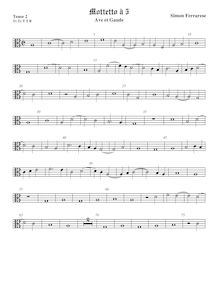 Partition ténor viole de gambe 2, alto clef, Ave et Gaude, Ferrarese, Simon