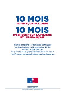 10 mois de François Hollande, 10 mois d échecs pour la France et les Français