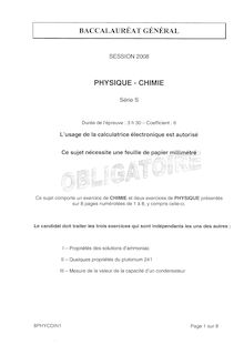 Sujet du bac S 2008: Physique Chimie Obligatoire