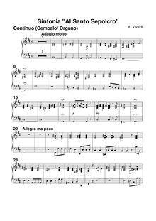 Partition clavecin, Sinfonia en B minor  Al Santo Sepolcro , RV 169