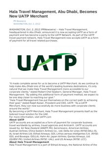 Hala Travel Management, Abu Dhabi, Becomes New UATP Merchant