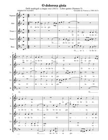 Partition O dolorosa gioia - partition complète (alto notation), Madrigali A Cinque Voci [Libro Quinto]