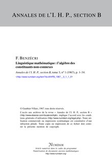 Linguistique mathématique : l algèbre des constituants non-connexes