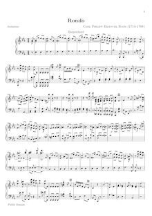 Partition complète, Rondo en E♭, Wq.61, Bach, Carl Philipp Emanuel
