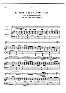 Partition de piano, Des Mädchens Klage (2nd version), D.191 (Op.58 No.3)