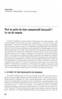 Peut-on parler de style communicatif interjectif ? Le cas du roumain - article ; n°161 ; vol.40, pg 24-36