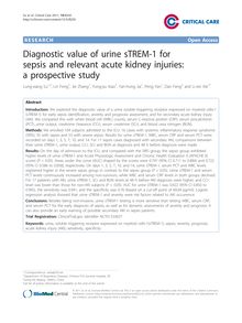 Diagnostic value of urine sTREM-1 for sepsis and relevant acute kidney injuries: a prospective study
