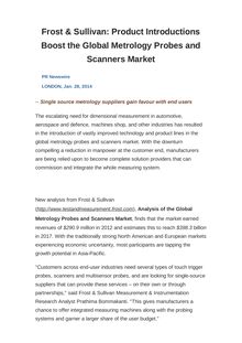 Frost & Sullivan: Product Introductions Boost the Global Metrology Probes and Scanners Market