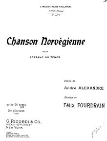 Partition complète, Chanson norvégienne, G minor, Fourdrain, Félix
