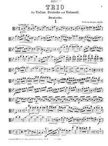 Partition viole de gambe, corde Trio, Op.69, Trio, G moll, für Violine, Bratsche und Violoncell, Op. 69, komponiert von Wilhelm Berger.