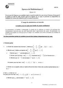 Mathématiques C 2010 Classe Prepa PT Banque Filière PT